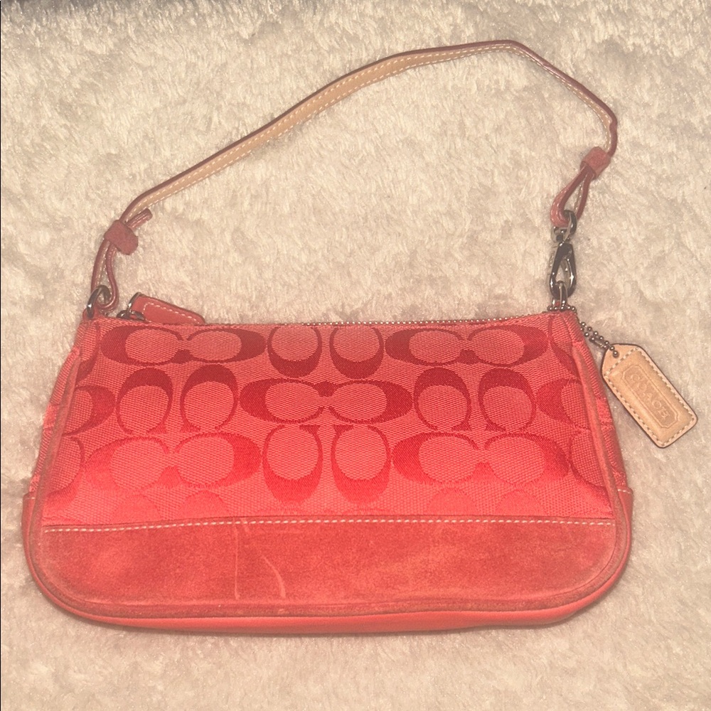 Coach Demi in Red Signature Canvas and Leather